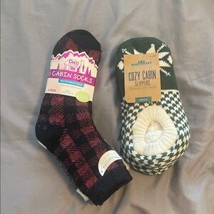 NWT Bundle - 2 pair of Cabin Socks and One Pair of Cabin Slippers